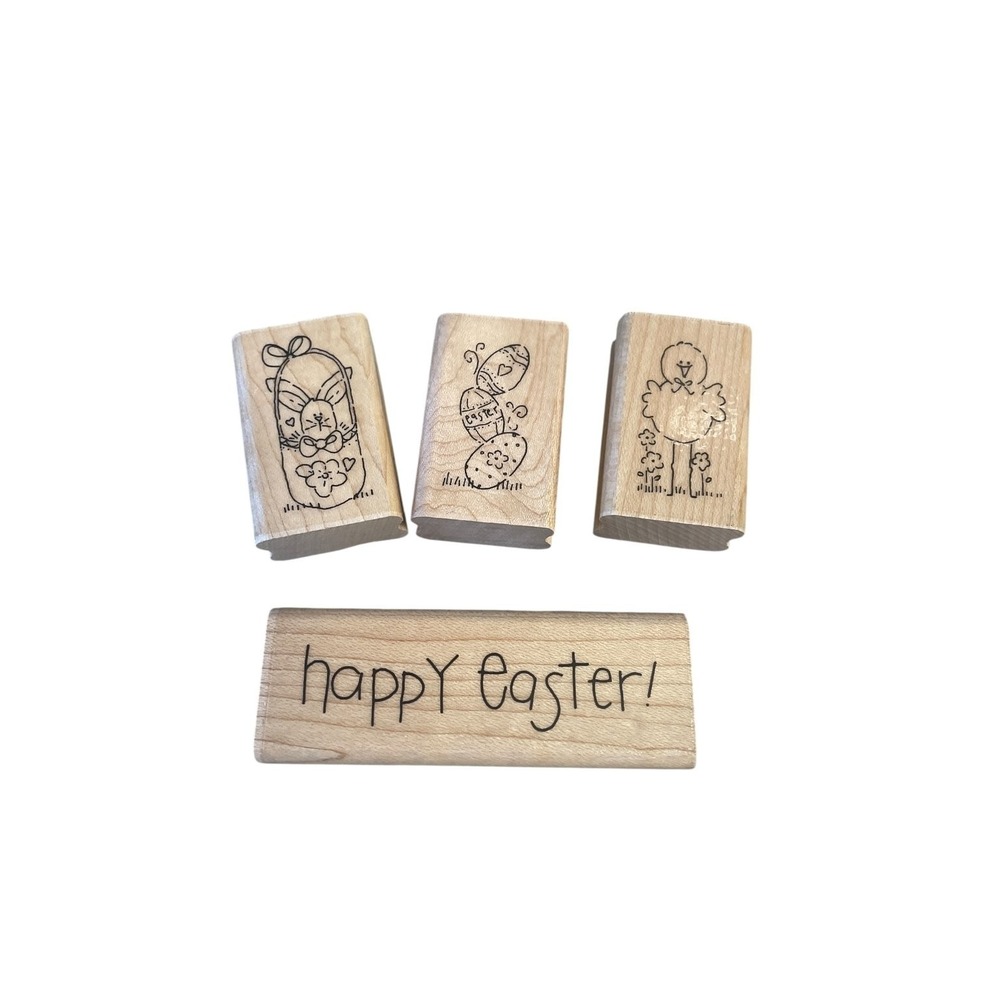Close To‎ My Heart Happy Easter Wood Mount Stamp Set 4-Piece Card Making